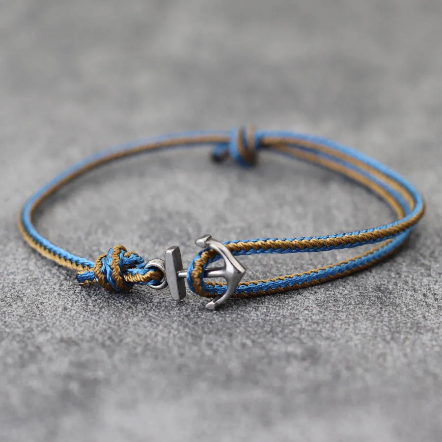 Pulsera ancla marinera azul