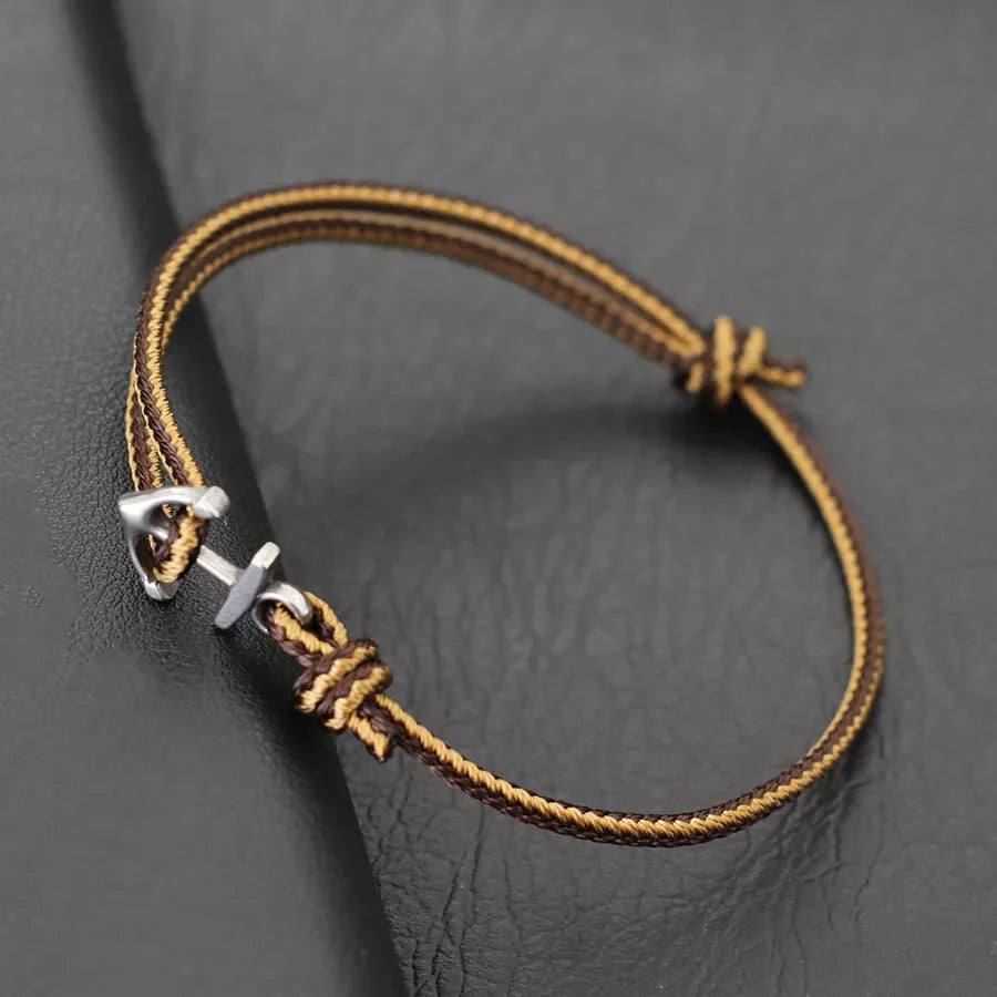 Pulsera ancla marinera marrón