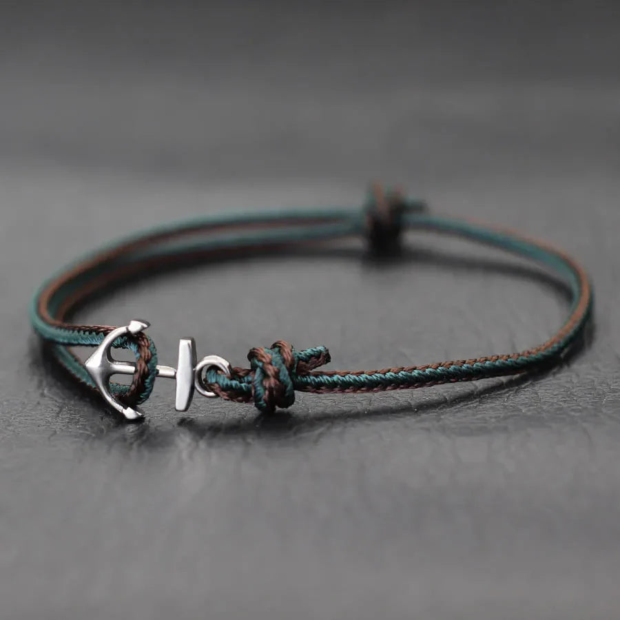 Pulsera ancla marinera verde oscuro