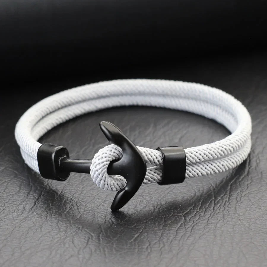 Pulsera ancla negra gris