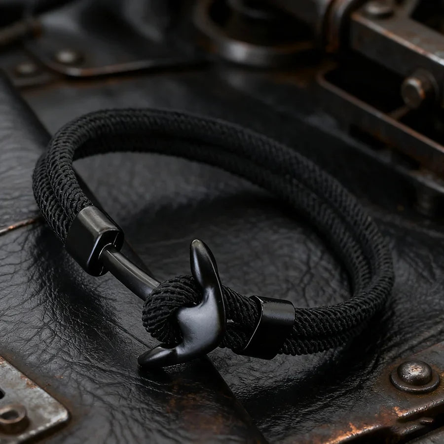 Pulsera ancla negra negro