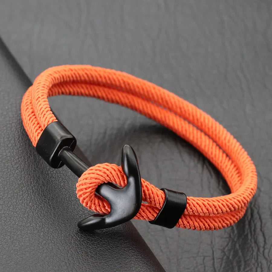 Pulsera ancla negra naranja