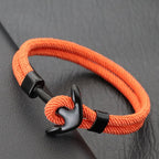 Pulsera ancla negra naranja