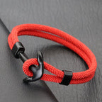 Pulsera ancla negra rojo