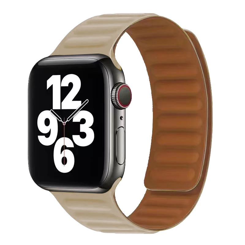 Pulsera Apple Watch con cierre magnético beige