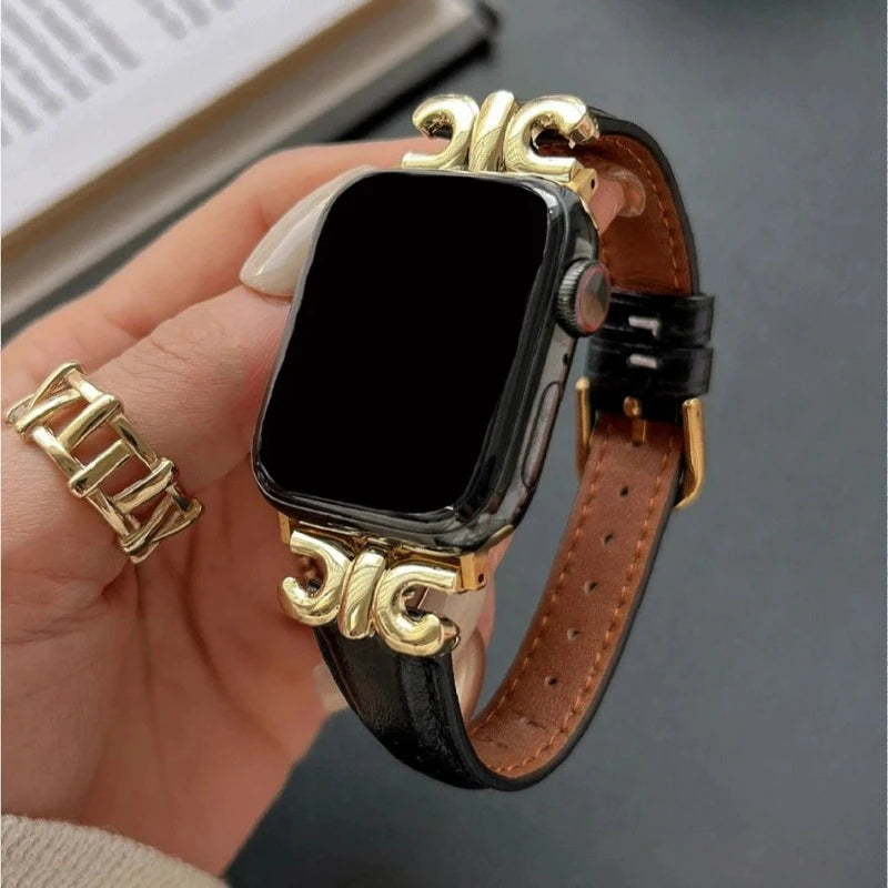 Pulsera de cuero para Apple Watch para mujer