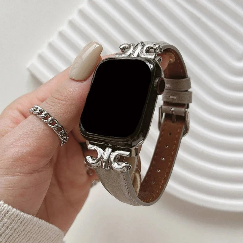 Pulsera de cuero para Apple Watch para mujer 