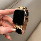 Pulsera de cuero para Apple Watch para mujer negra