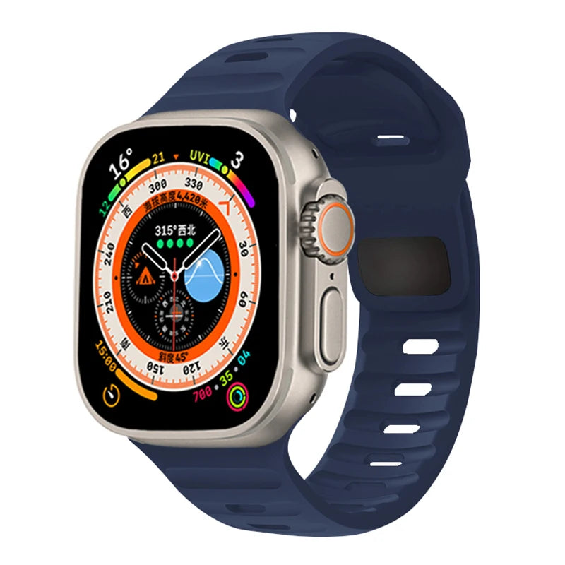 Pulsera Apple Watch de silicona quirúrgica azul