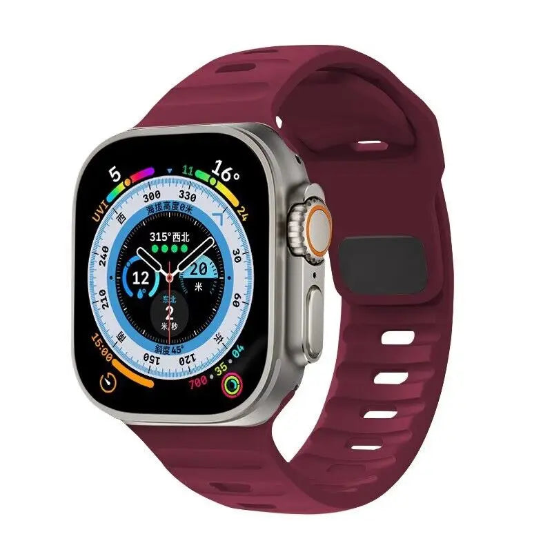 Pulsera Apple Watch de silicona quirúrgica burdeos