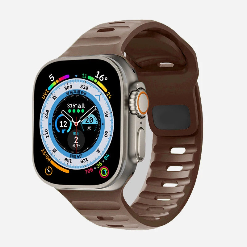 Pulsera Apple Watch de silicona quirúrgica marrón