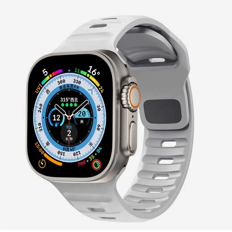 Pulsera Apple Watch de silicona quirúrgica gris