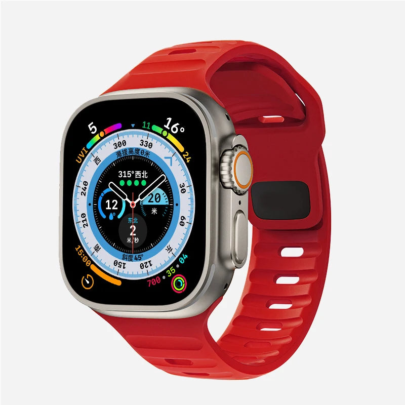 Pulsera Apple Watch de silicona quirúrgica roja