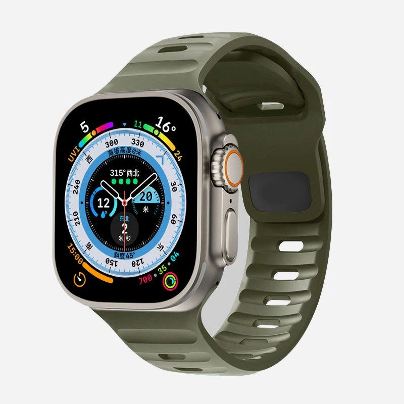 Pulsera Apple Watch de silicona quirúrgica verde