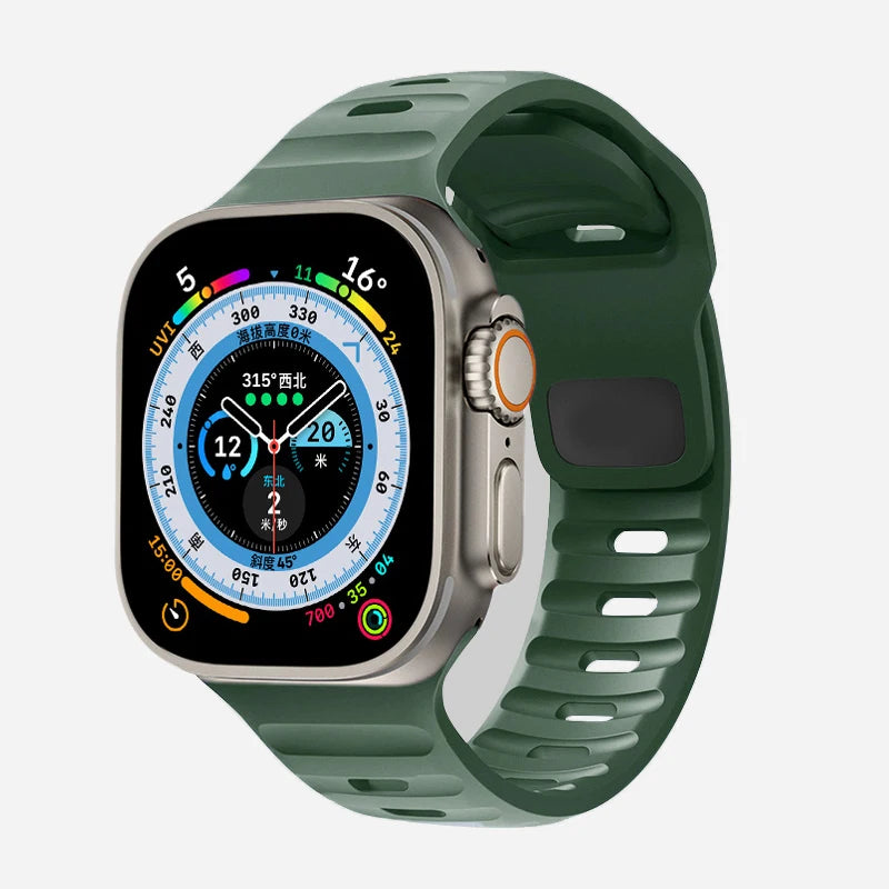Pulsera Apple Watch de silicona quirúrgica verde