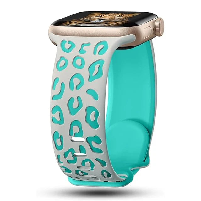 Pulsera Apple Watch Leopardo cian azul cielo