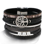 Pulsera Árbol de la Vida Pulsera de Cuero negro