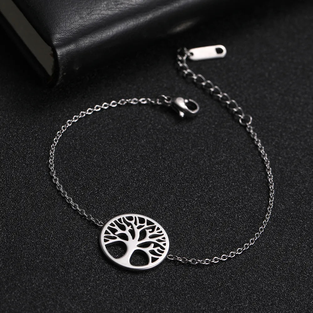 Pulsera Árbol de la Vida Pulsera Fina de Mujer Plata