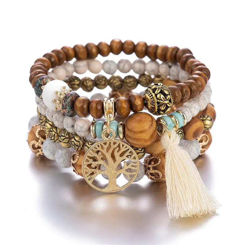 Pulsera Árbol de la Vida Cadena Mujer Perlas blancas