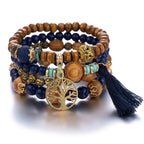Pulsera Árbol de la Vida Cadena Mujer Perlas azules