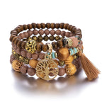 Pulsera Árbol de la Vida Cadena Mujer Perlas marrones