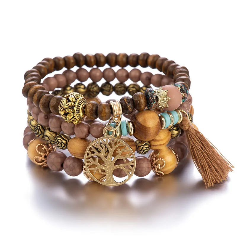 Pulsera Árbol de la Vida Cadena Mujer Perlas marrones