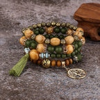 Pulsera Árbol de la Vida Cadena Mujer Perlas verdes
