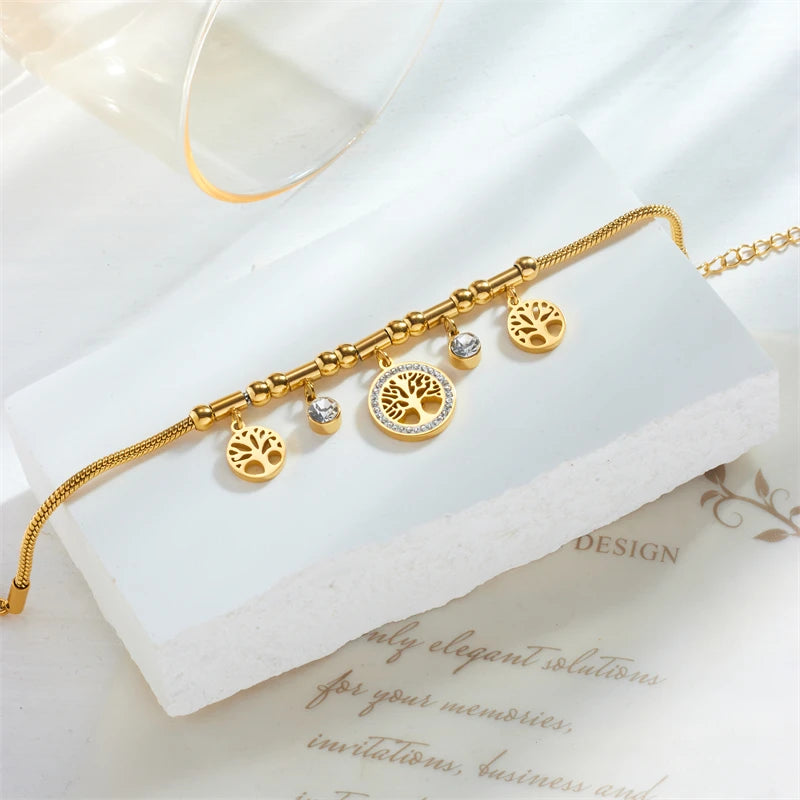 Pulsera árbol de la vida adornada con strass
