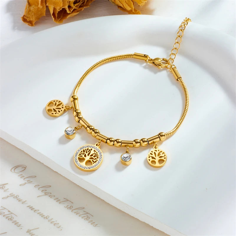Pulsera árbol de la vida adornada con strass