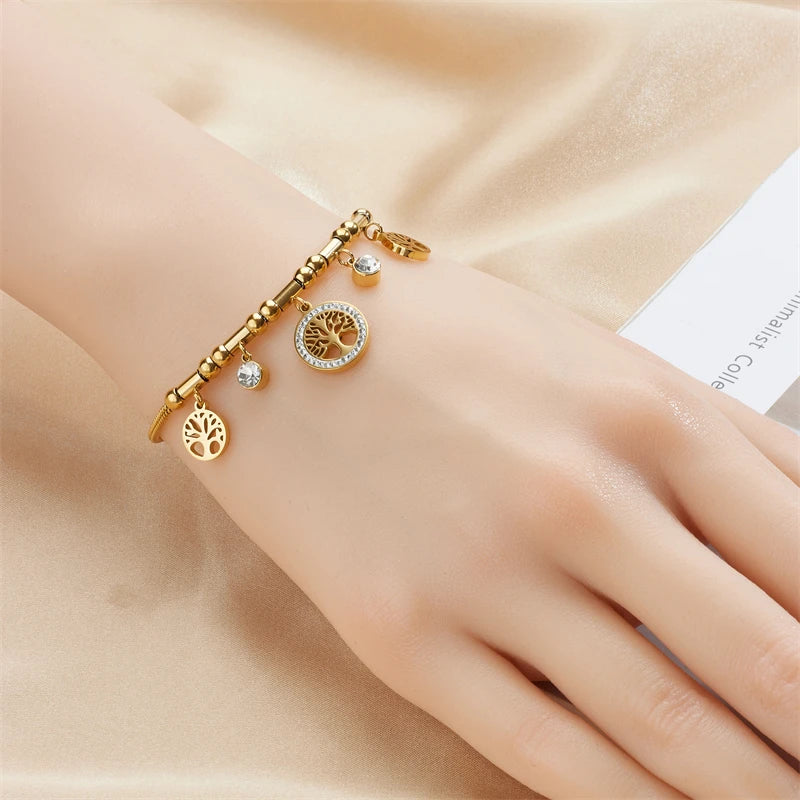 Pulsera árbol de la vida adornada con strass