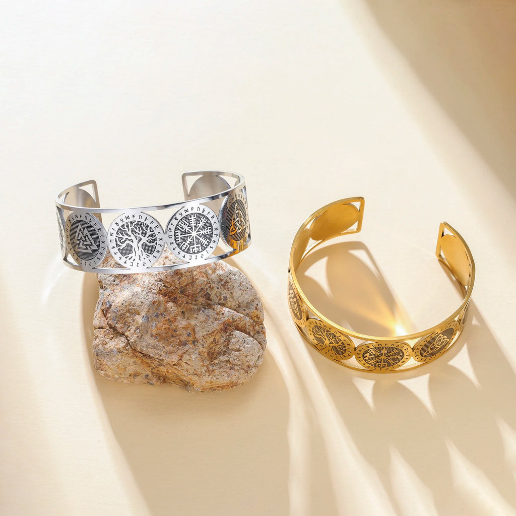 Pulsera árbol de la vida de estilo nórdico adornada con runas