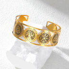 Pulsera árbol de la vida de estilo nórdico adornada con runas doradas