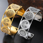 Pulsera árbol de la vida de estilo nórdico adornada con runas doradas