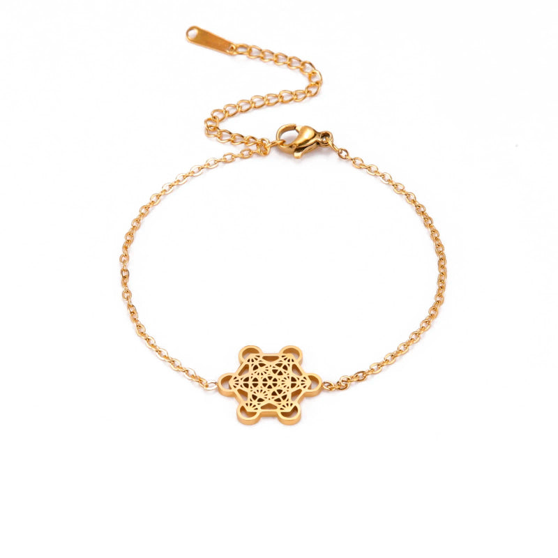 Pulsera Mujer Cubo de Metatrón oro