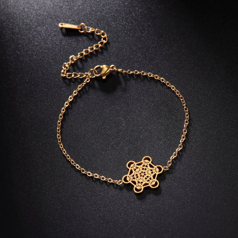 Pulsera Mujer Cubo de Metatrón oro