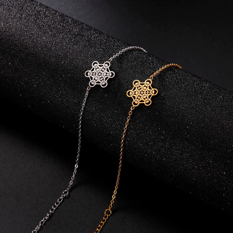 Pulsera Mujer Cubo de Metatrón plata