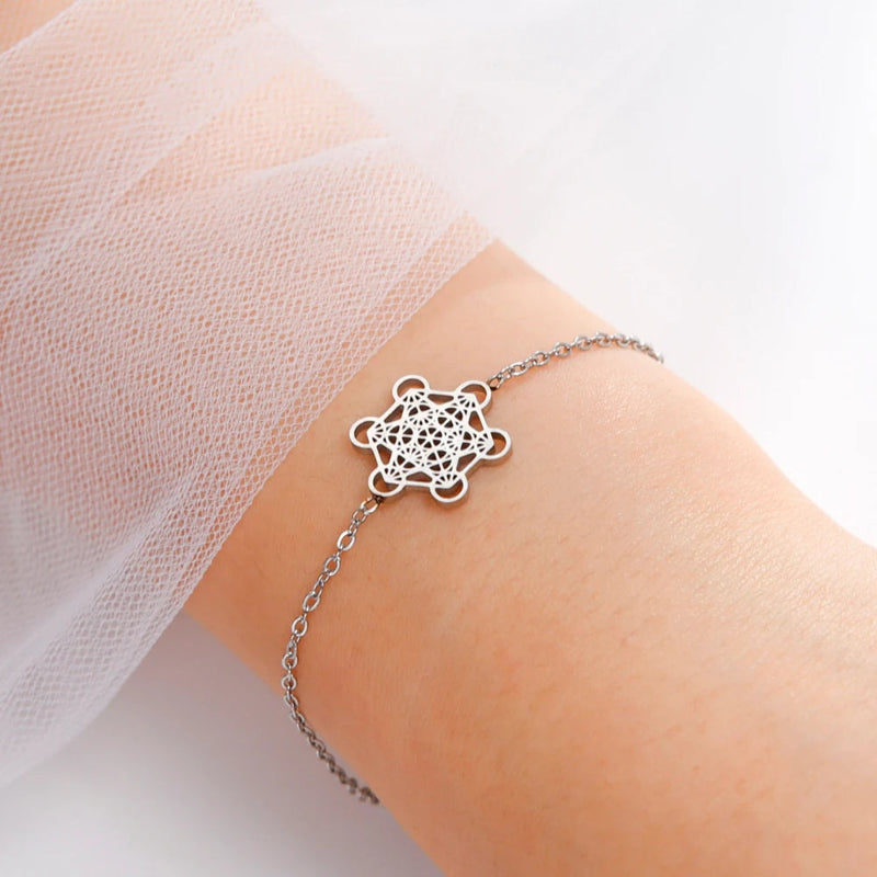 Pulsera Mujer Cubo de Metatrón plata