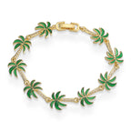 Pulsera con charms de palmeras en esmalte verde