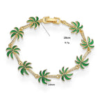 Pulsera con charms de palmeras en esmalte verde