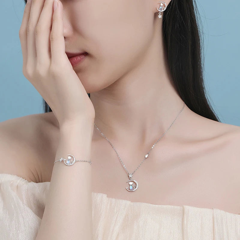 Pulsera con Gato Piedra de Luna y Circón