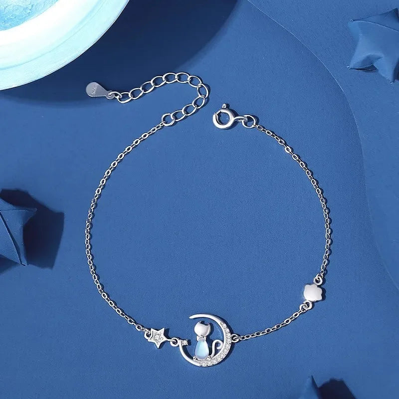 Pulsera con Gato Piedra de Luna y Circón