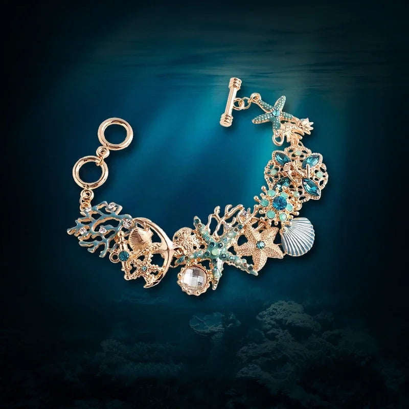 Pulsera con conchas de color azul