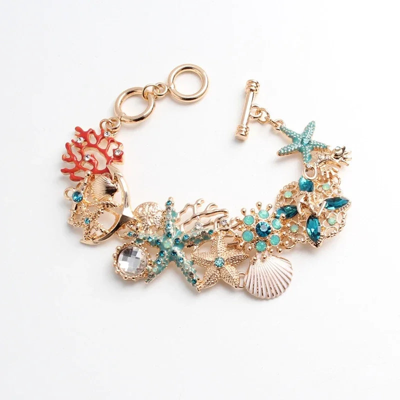 Pulsera con conchas de color rojo