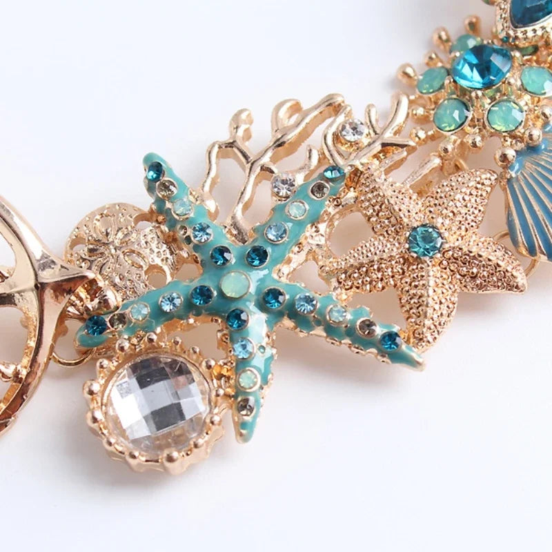 Pulsera con conchas de color azul