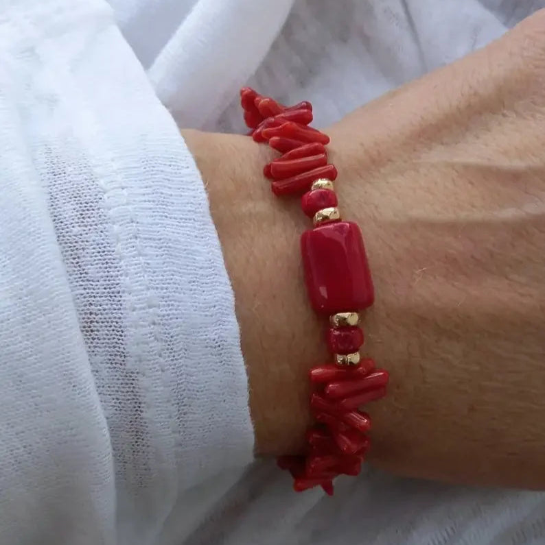 Pulsera con Coral Rojo