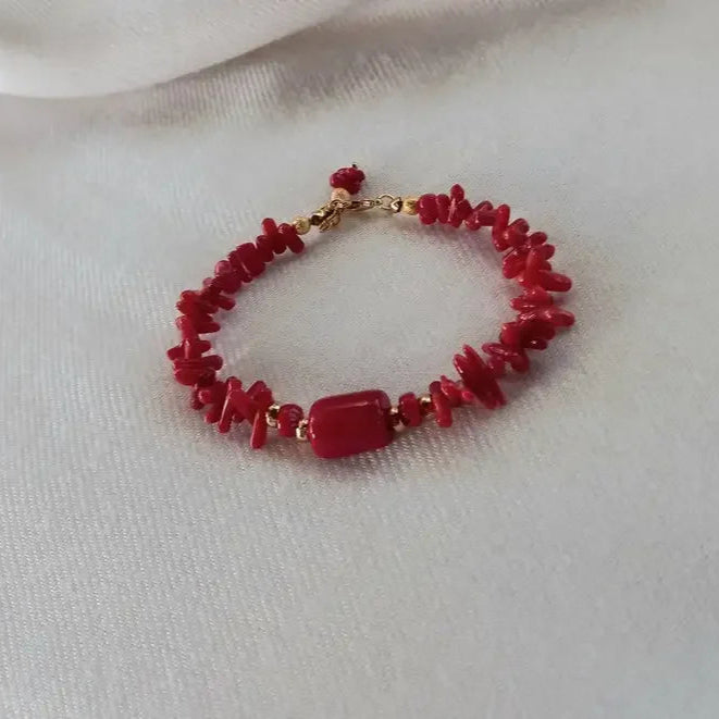 Pulsera con Coral Rojo