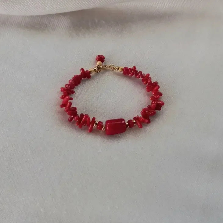 Pulsera con Coral Rojo
