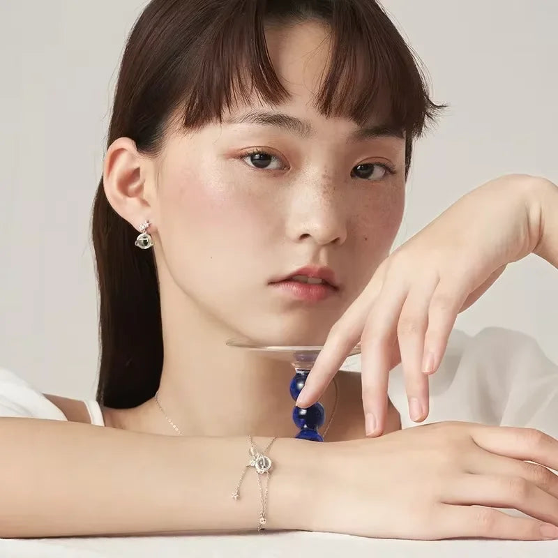 Pulsera con Cristal Piedra de Luna y Estrellas en Circonio