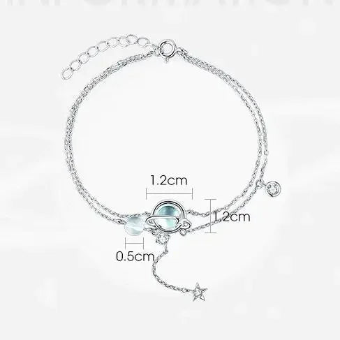 Pulsera con Cristal Piedra de Luna y Estrellas en Circonio