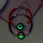Pulsera con Media Luna y Sol Luminoso rojo y negro